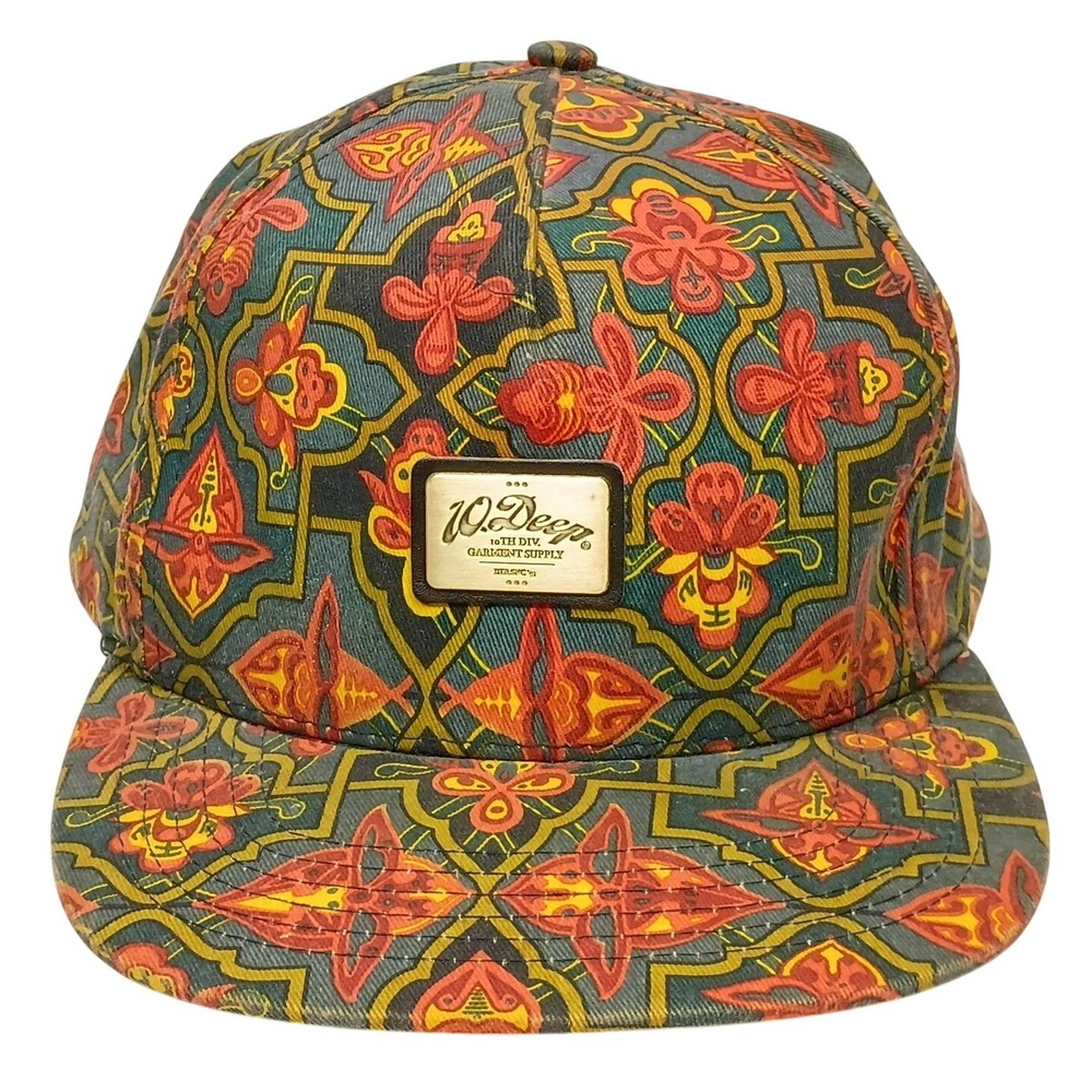 10 Deep Mens OSFA Floral Geometric Tapestry Strapback Hat Streetwear Adjustabe